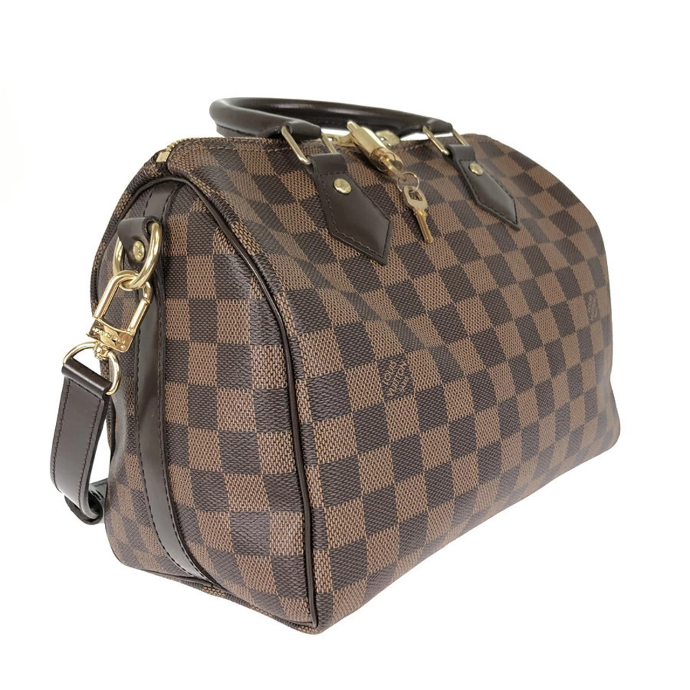 Louis Vuitton Handbag Damier fin Speedy Leather Shoulder Bandouliere Bag Brown
